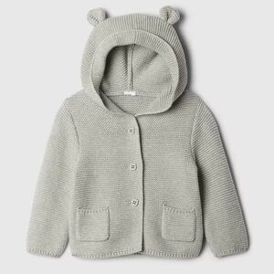 GAP Baby Teddy Bear Gray Knit Jacket